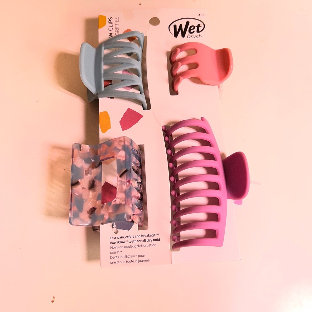 Wet Brush 4ct Hair Claw Clips Multicolor IntelliClaw Matte Marble Set